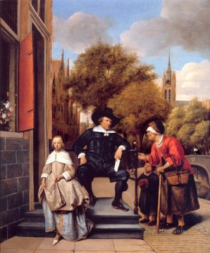 ヤン・ステーン Painting - デルフトの市民とその娘 オランダの風俗画家ヤン・ステーン